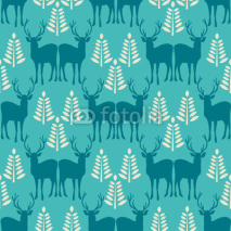 Fototapety Vector seamless  Christmas pattern with deer. 