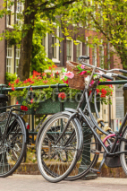 Naklejki Summer view of bicycles in the Dutch city Amsterdam