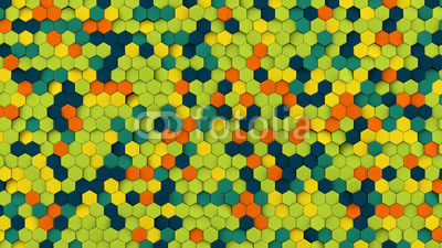 Colorful hexagons pattern abstract 3D rendering