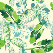 Naklejki watercolor pattern of leaves seamless texture background