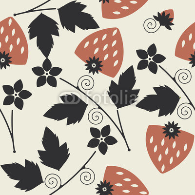Cute seamless pattern with red strawberries