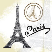Naklejki France, Paris - hand drawn Eiffel tower