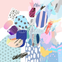 Naklejki Trendy creative collage with different textures and shapes. Modern graphic design.  Unusual artwork. Vector. Isolated