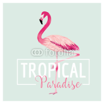 Naklejki Tropical Bird. Flamingo Background. Summer Design. Vector. T-shirt Design
