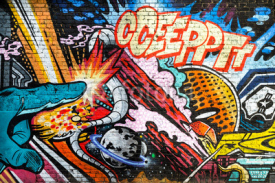 Abstract comic fantasy graffiti art, Hackney, London