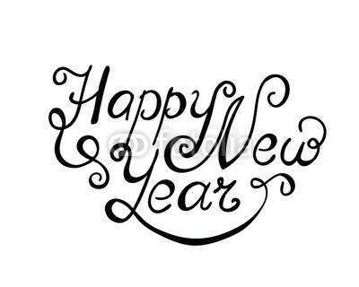 Happy New Year vector card with Hand drawn design elements . Chr