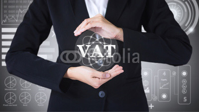 Business women holding posts in VAT. Can be used in advertising.