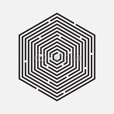Maze, hexagon, vector illustration