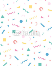 Fototapety Bright geometric pattern in the style of the 80's 90's for the cover design, background, cover, fabric, fashion. Holiday repeating pattern