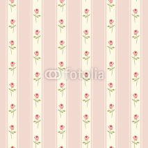 Fototapety Cute seamless Shabby Chic pattern with roses and polka dots ideal for kitchen textile or bed linen fabric, curtains or interior wallpaper design, can be used for scrap booking paper etc