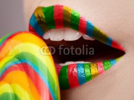 Fototapety lips and lollipop