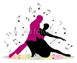 Fototapety ballerini di tango e note musicali