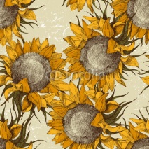Obrazy i plakaty seamless ornament with sunflowers