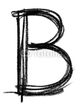Naklejki Handwritten sketch black Letter B
