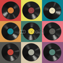 Fototapety Vinyl records with colorful labels