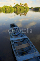 Naklejki Calm Brazilian River Boat Rural Brazil