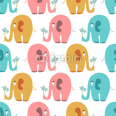 Seamless pattern with cute colorful animals