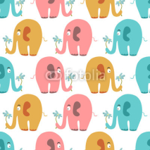 Naklejki Seamless pattern with cute colorful animals