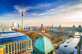 Fototapety Aerial view on Alexanderplatz and Spree river, Berlin, Germany