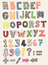 Naklejki Doodle Fancy ABC Alphabet