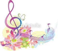 Fototapety Summer music with decorative treble clef
