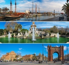 Naklejki Set of three Barcelona attractions panoramas