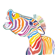 Naklejki a happy emotional multicolored zebra, vector