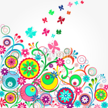 Fototapety Floral background with butterflies
