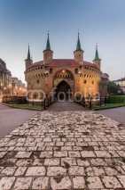 Medieval barbicane in the morning, Krakow, Poland