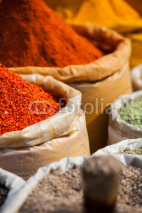 Obrazy i plakaty Closeup of spices on sale market.