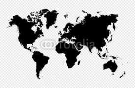Fototapety Black silhouette isolated World map EPS10 vector file.