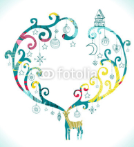 Fototapety Christmas deer with Merry Christmas text and decorations