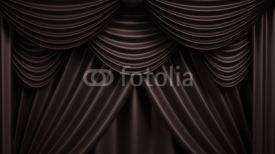 Fototapety Beautiful, abstract background with curtain fabric, drape, pedestal, banner, frame. 3d illustration, 3d rendering.