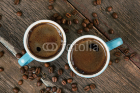 Fototapety two cups of coffee on wooden table