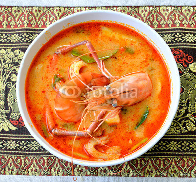 Tom Yum Goong - Thai hot and spicy soup seafood with shrimp - Th