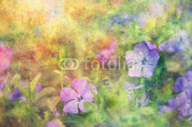 Fototapety blue cute flowers and watercolor smudges