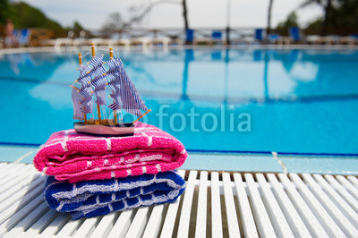 Toys at swimming pool