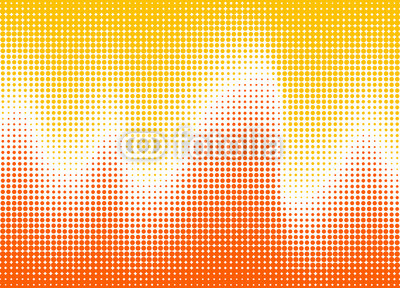 Abstract halftone wave in hot colors. Vector background