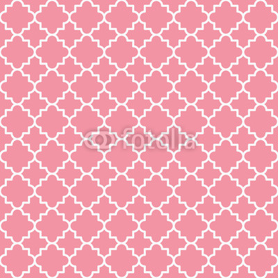 Traditional quatrefoil lattice pattern outline. Pink quatrefoil background. Vector illustration. 