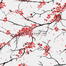 Naklejki cherry or sakura seamless pattern background