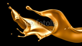 Obrazy i plakaty Splash gold black background. 3d illustration, 3d rendering.
