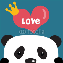 Naklejki Panda with love greeting card