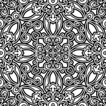 Fototapety Black and white ornament, vintage seamless pattern