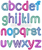 Naklejki Colorful lower case brush alphabet