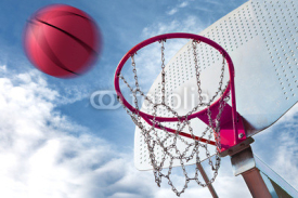 Naklejki canasta de baloncesto y pelota.Fondo de deportes