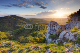 Fototapety Green mountain sunset