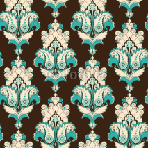 Naklejki Seamless vector background. Vintage damask pattern. Easily edit the colors.