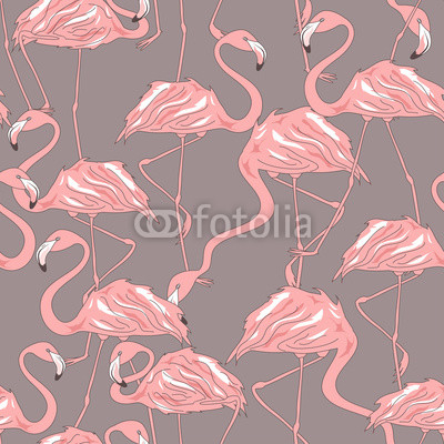 Seamless pattern of flamingos