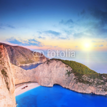 Obrazy i plakaty Panorama of Zakynthos island, Greece with a shipwreck onPanorami