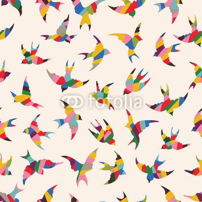 Spring birds seamless pattern